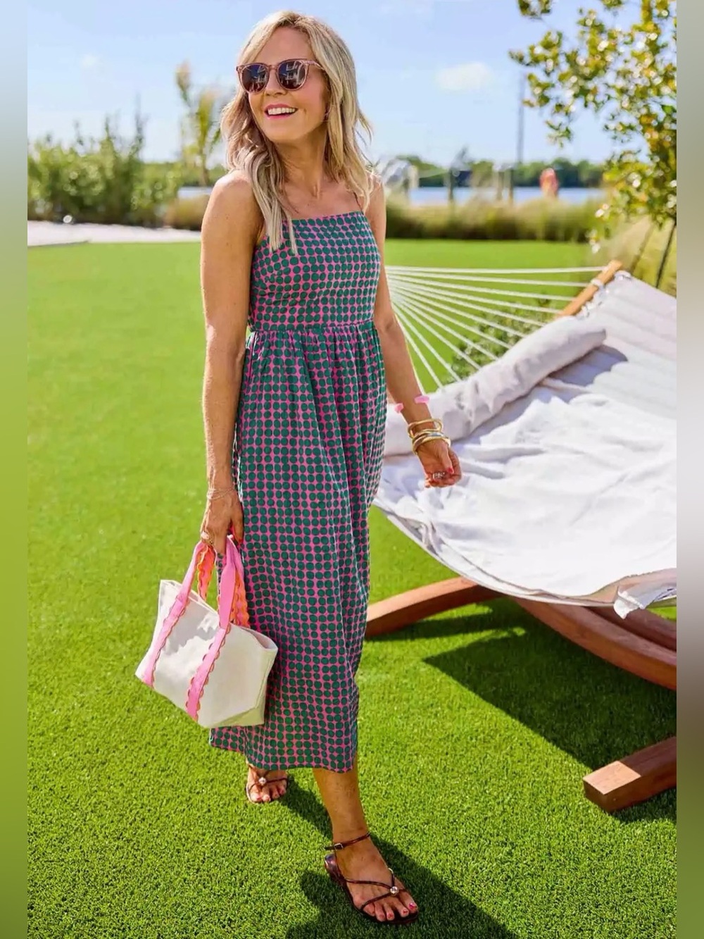 Avara Pink Polka Dot Maxi Dress